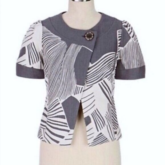 Anthropologie Jackets & Blazers - TAIKONHU Anthropologie Flights Of Fancy Short Sleeve Crop Jacket Sz 4